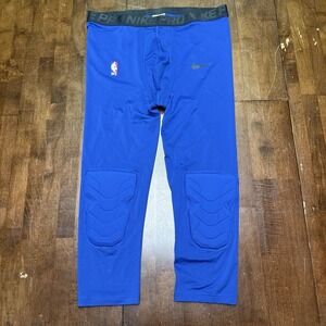 Nike Pro Hyperstrong Mens 2XL-T NBA 3/4 length‎ Blue Padded Compression Pants